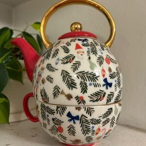 Rifle Paper Co. Multicolor Christmas Teapot and Cup